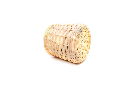 Bamboo basket isolated on white background.の写真素材