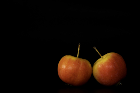 crab apples isolated on black background. Close up, Fresh apples.の写真素材