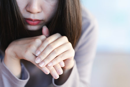 Close-up fingernail of women on background blurred, Concept of health care of the fingernail.の写真素材
