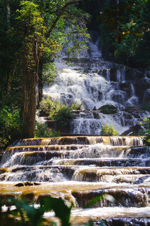Pha Charoen Waterfall is a waterfall belonging to a national park in Phop Phra District, Tak Province, Thailand.の写真素材