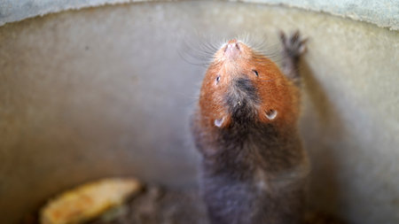 Close-Up of a Curious Rodent Exploring Its Environment in a Natural Habitat Settingの写真素材