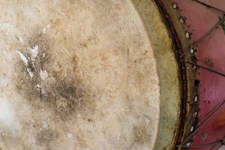 Close up of old Thai traditional wooden drum.の写真素材