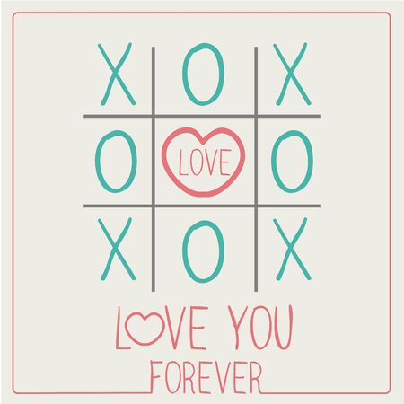 LOVE YOU FOREVER XOXO Happy Valentines day card Font Typeのイラスト素材