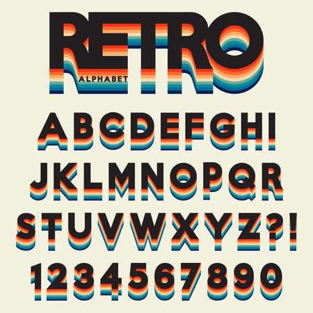 Letter alphabet stylized retro styleのイラスト素材