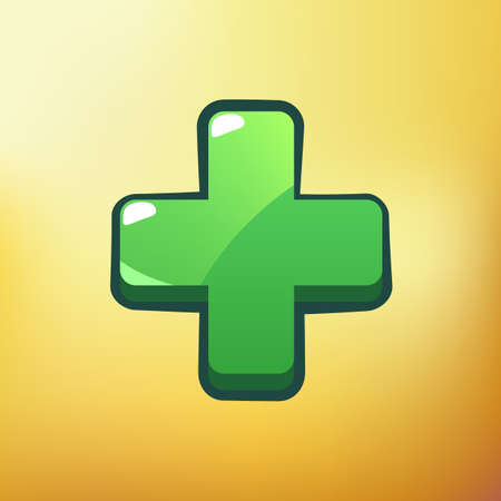 Cartoon Icon Plus Different symbols asset GUI elements for casual mobile gamesのイラスト素材