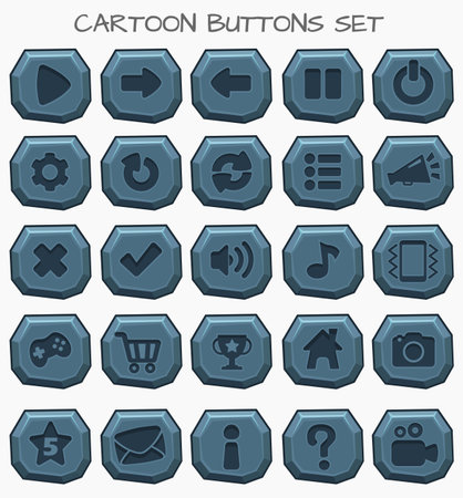 Cartoon button set game, GUI element for mobile gameのイラスト素材