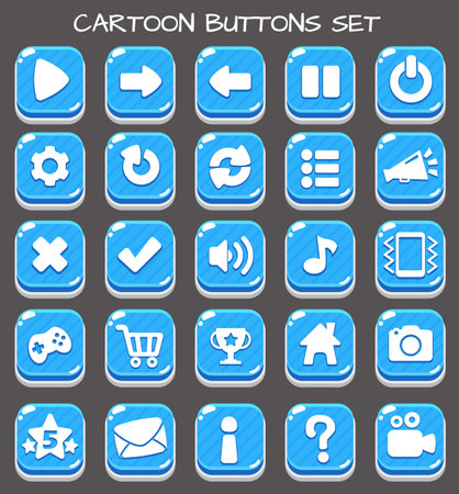 Cartoon button set game, GUI element for mobile gameのイラスト素材