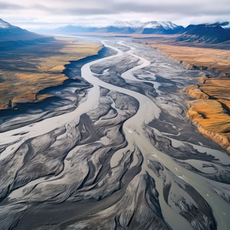 Aerial view of the beautiful landscape of Iceland, Northern Europe.の素材