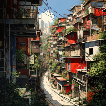 Digital painting of a street in the old town of Hong Kong.の素材