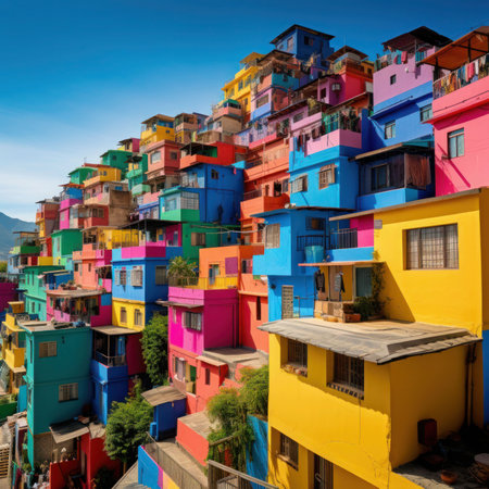 Colorful houses in the city of Puebla, Mexico.の素材