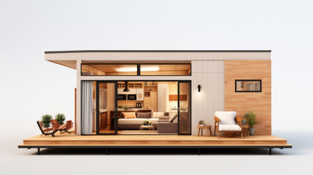 3D rendering of a modern house in the style of minimalismの素材