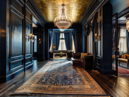 Luxury interior of a hotel room. 3d rendering.の素材