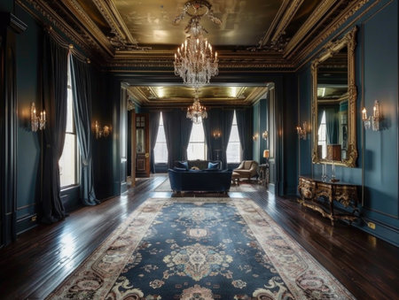 Luxury interior of a classic room with classic furniture and wallsの素材