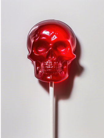 Skull and lollipop on white background. Halloween concept.の素材