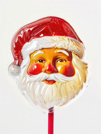 santa claus with red hat and lollipop on white backgroundの素材