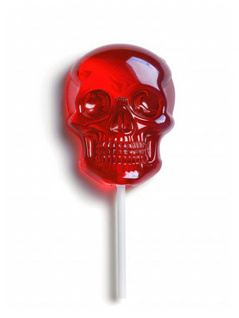 Skull lollipop on a white background. 3d illustrationの素材