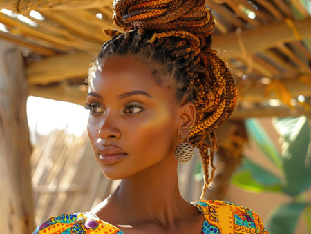 Beautiful african american woman with afro hairstyle.の素材