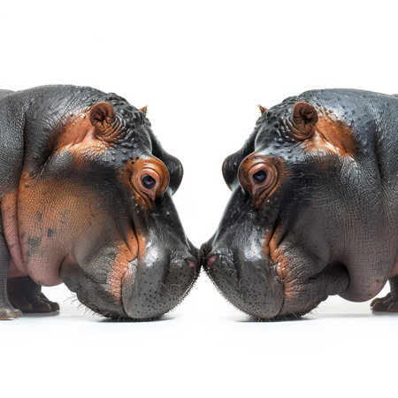 Hippopotamus isolated on white background. Clipping path included.の素材