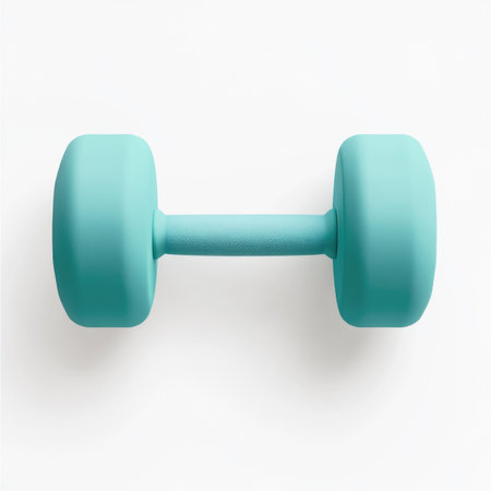 Turquoise dumbbell isolated on white background. 3d illustrationの素材