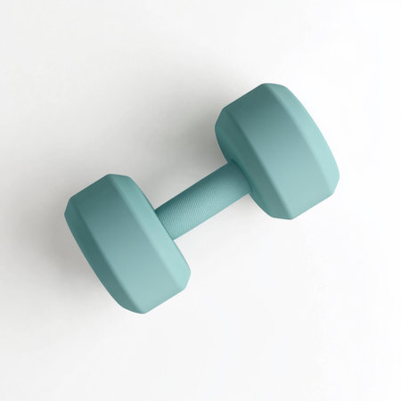 Turquoise dumbbells isolated on white background. 3d renderの素材