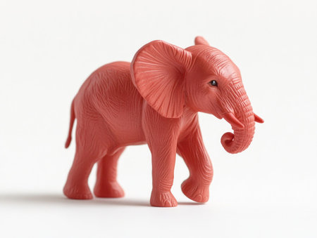 Pink elephant figurine isolated on a white background with copy space.の素材