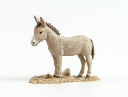 Toy donkey isolated on a white background. Selective focus and small depth of fieldの素材