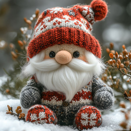 Adorable Knit Gnome Ornament with Pinecones - Christmas Decoration - Festive Scandinavian Styleの素材