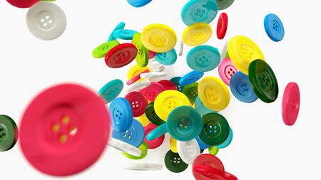 variety button falling on white backgroundの写真素材