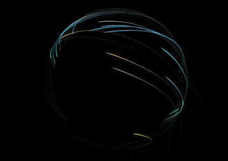 Neon  circles at motion . Digital line swirl trail effect . Abstract luminous rings slow shutter speed effect . Light painting . Abstract line round shapes .の写真素材