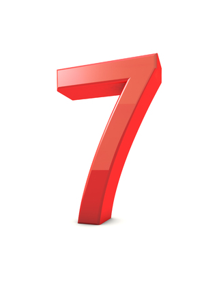 shiny beautiful realistic number 7 with white backgroundの写真素材