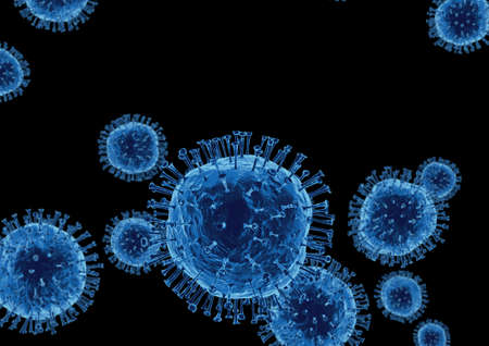 Many flu Viruses,  bacteria cells  infected organism. 3D illustrationの写真素材