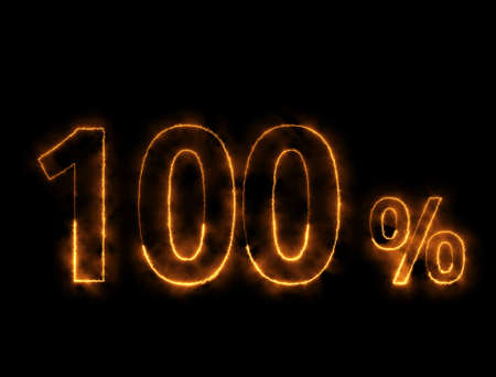 Burning wire of 100%, or may be look like Lightning effect of Hundred percent with Black background...