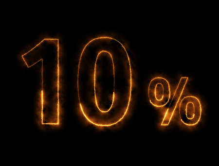 Burning wire of 10%, or maybe look like Lightning effect of Ten percent with the Black background can Composite with screen mode - imageの写真素材