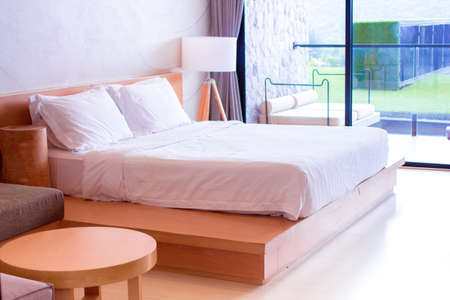 Clean Bedroom interior the morningの写真素材