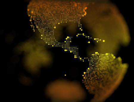 Deep of feild of world map point, composition, Representing the global Worldの写真素材
