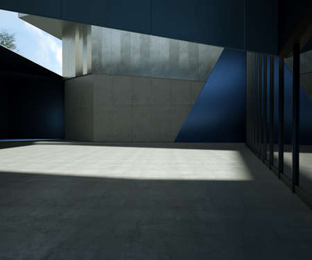 Modern Garage and polish cement floor. 3D renderingの写真素材