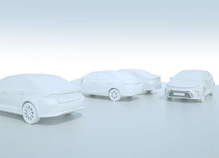 Sedan car 3d render back sonarの写真素材