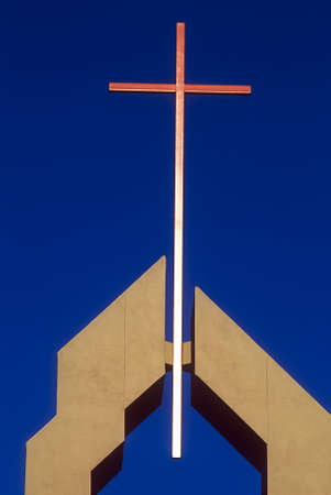 Church - Copper cross in top of modern steeple
