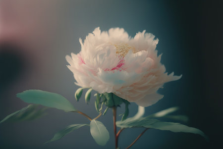Beautiful peony flower in retro style. Selective focus.の素材