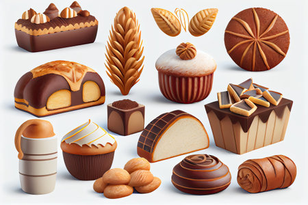Chocolate candies set. Realistic 3d vector illustration.の素材