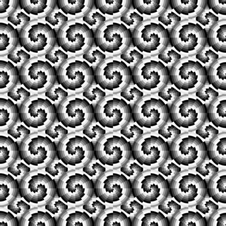 Abstract geometric seamless pattern. Monochrome modern stylish pattern with circles and swirls.のイラスト素材