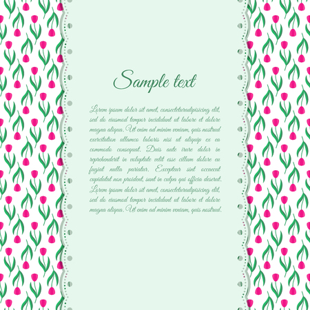 Invitation, menu or greeting card design template with red tulips.のイラスト素材