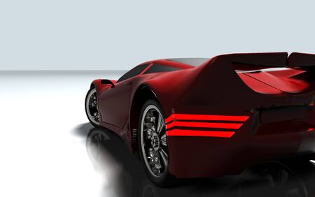 The modern red sports car ,3d ,render.