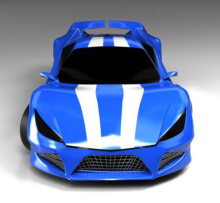 The modern blue sports car ,3d ,render.