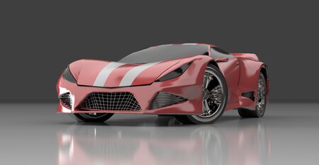 The modern red sports car ,3d ,render.