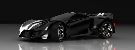The modern black sports car ,3d ,render.