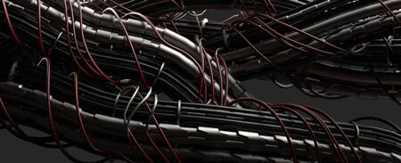The many electrical wires,electric cable,3d renderの写真素材