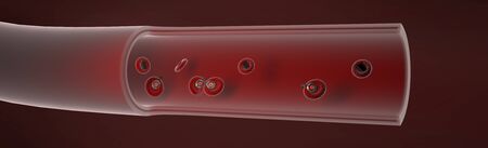 The red blood with micro robots in artery ,Blood vessel sliced with erythrocytes,3d render.