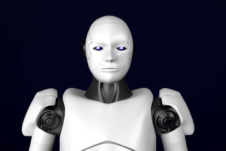 The sci-fi robot,android on black background,3d render.の写真素材