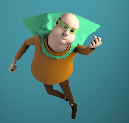 The fat superhero flying ,3d render.の写真素材